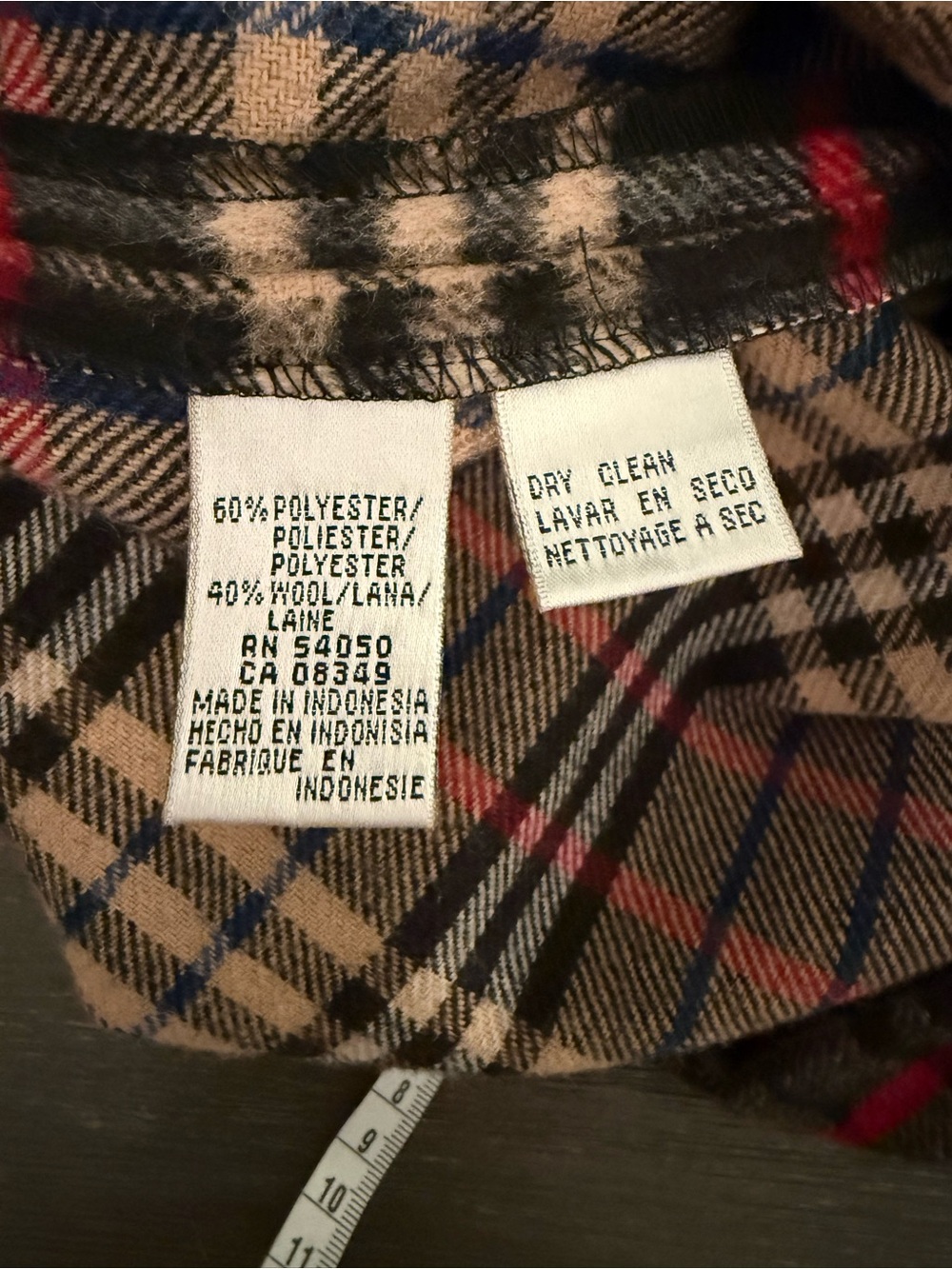 Vintage Evan Picone Plaid Button-Front Wool Jacket Black Beige Red Navy Tartan - Picture 8 of 10